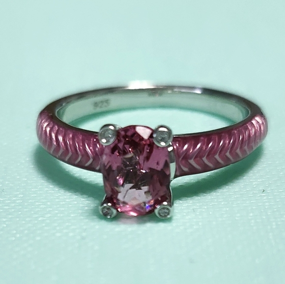 1.25 ct Pink topaz silver ring New - Picture 3 of 13